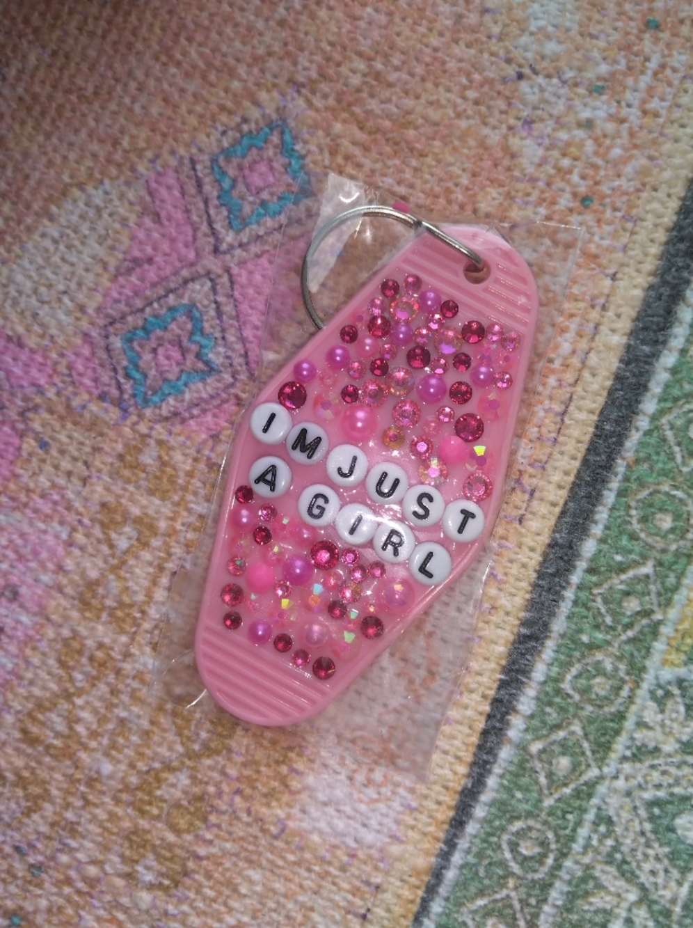 Pink 'I'M JUST A GIRL' Decorative Hotel Keychain